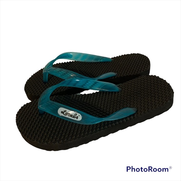 Locals 3 youth turquoise flip flop sandals slip on beach outdoor Hawaiian - Picture 1 of 8